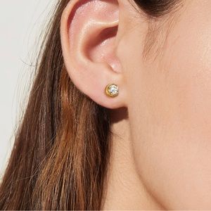 ✨NEW✨Certified 0.5 ct. t.w. Moissanite Diamond Moon Shape Round Stud Ear…